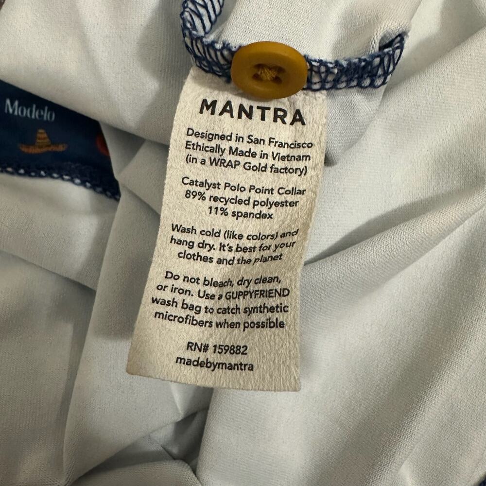 MANTRA Catalyst Polo Shirt Navy Blue Modelo Dia De Los Muertos Mexican - Picture 7 of 8